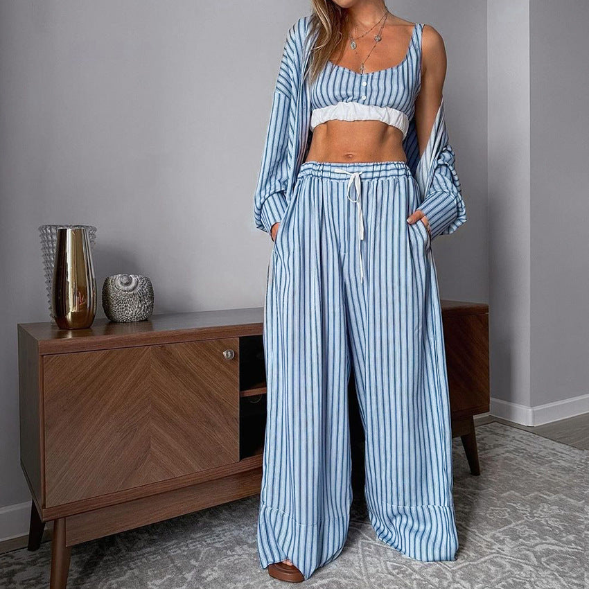 Blue Striped Pajama Set