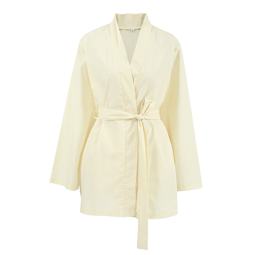 Autumn Cotton Tie-Up Pajama Set | Stylish Cozywear