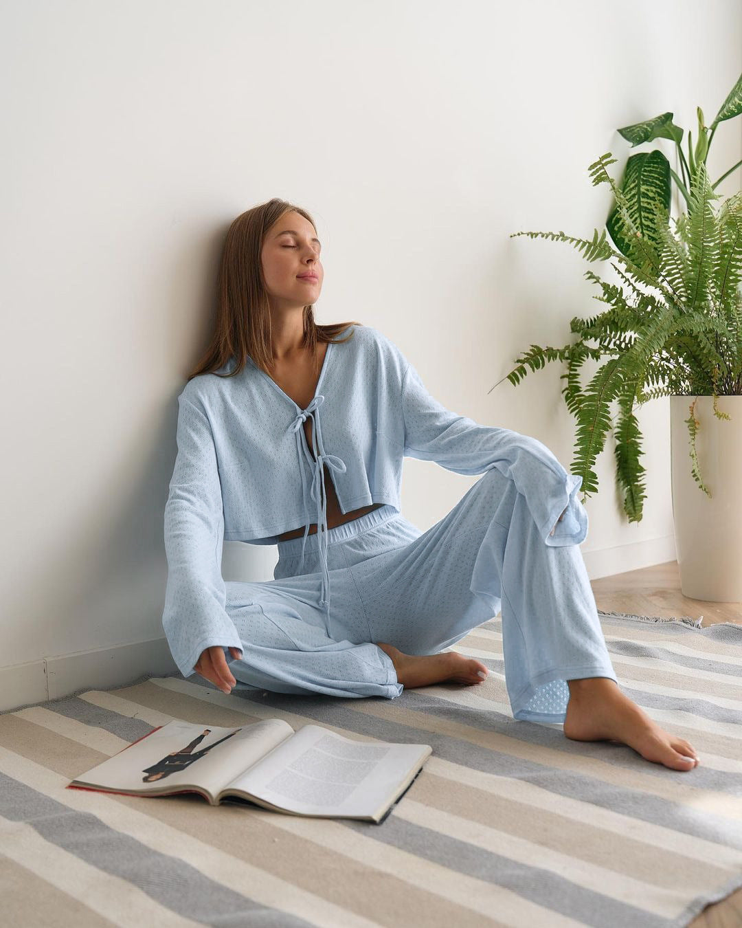 Garter Pajama Set | Tie-Shoulder Top