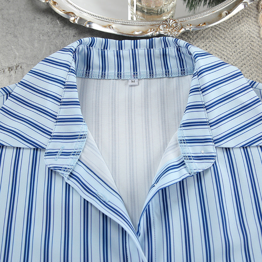 Blue Striped Pajama Set