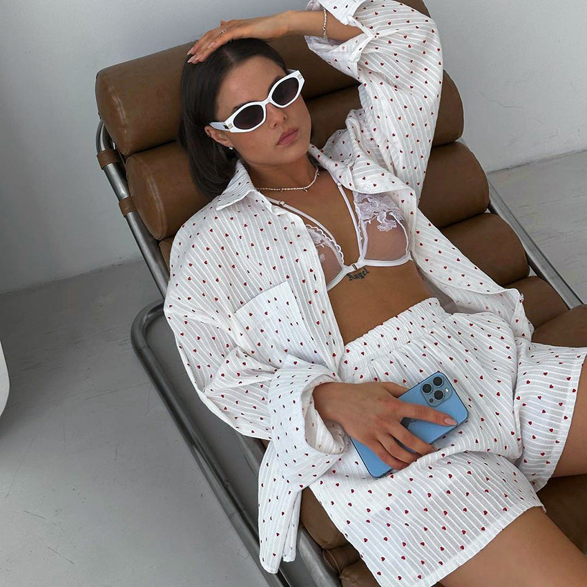 Pure Cotton Love Jacquard Pajama Set | Cosi Elle