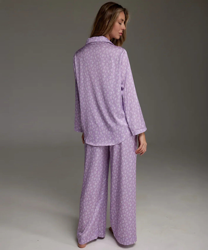 Lavender Heart Print Pajama Set | Cute & Comfy Sleepwear