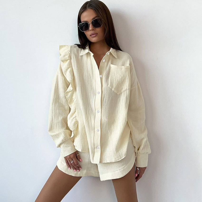 Ruffled Cotton Pajama Set | 2-Piece Loungewear for Women