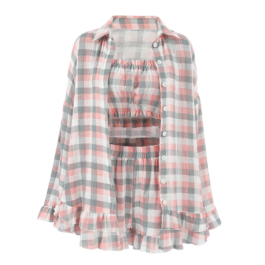 Summer Plaid Cotton | 3-Piece Suit for Women