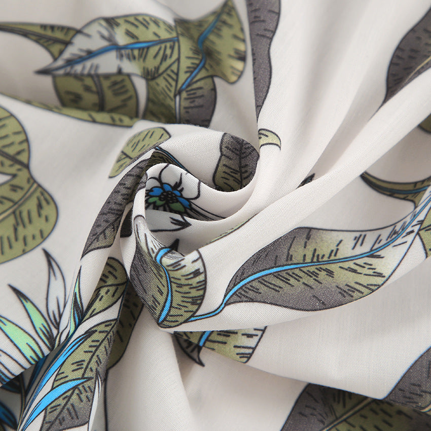 Tropical Print Cotton Pajama Set | Lightweight & Stylish