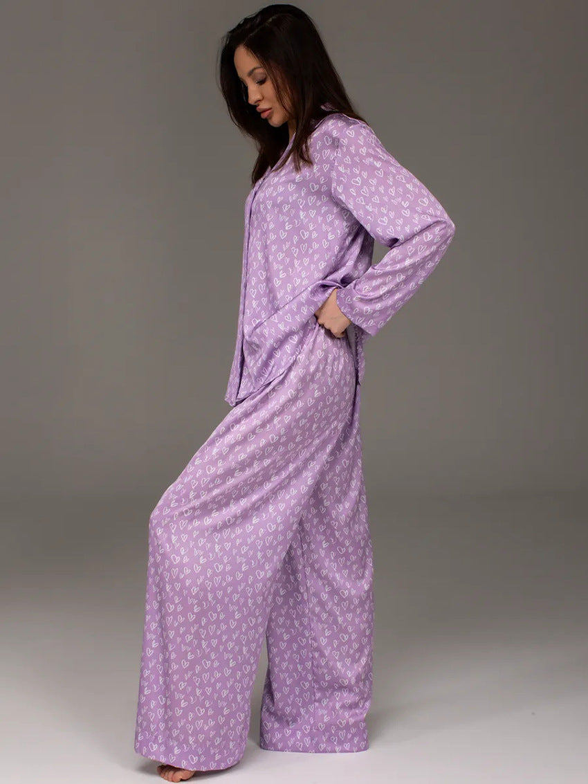 Lavender Heart Print Pajama Set | Cute & Comfy Sleepwear