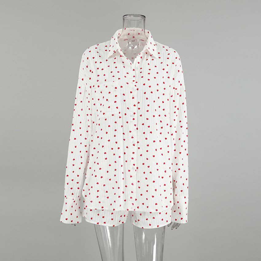 Pure Cotton Love Jacquard Pajama Set | Cosi Elle