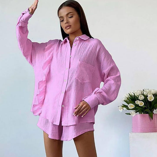 Ruffled Cotton Pajama Set | 2-Piece Loungewear for Women