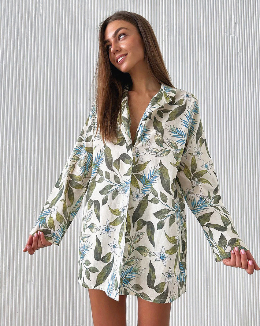 Tropical Print Cotton Pajama Set | Lightweight & Stylish