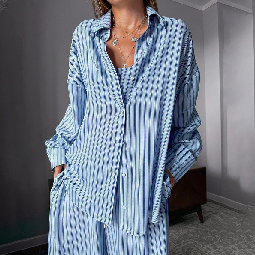 Blue Striped Pajama Set
