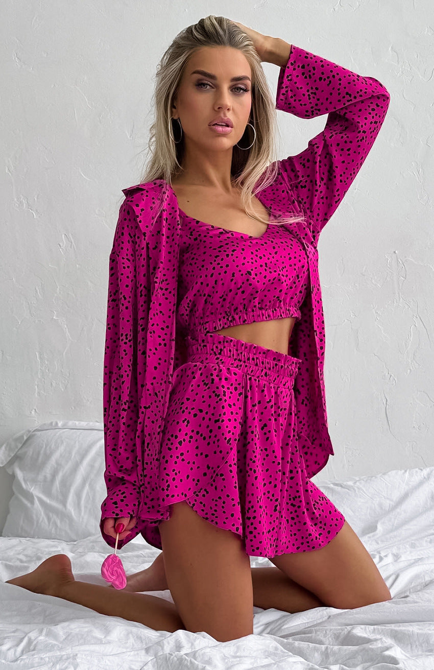 Leopard Dot Lounge Set | Chic 3-Piece Cozywear